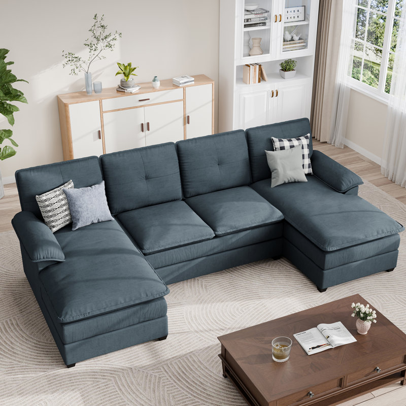  Canapé modulaire 3 pièces Rezarta, Mélange de lin gris foncé