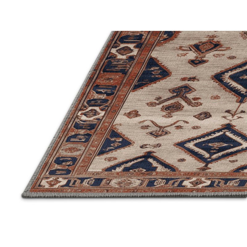 Tapis persan gris lavable à la machine, Rond 3 pi