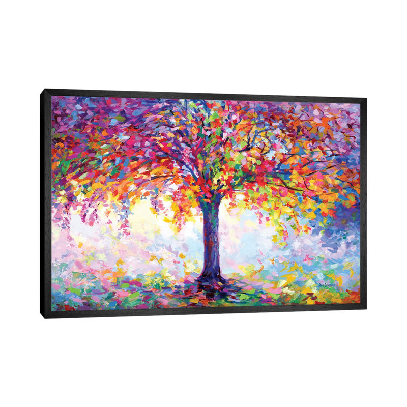 Tree Of Happiness by Leon Devenice - Floater Frame Gallery-Wrapped Canvas Giclée on Canvas, 45.72 cm H x 66.04 cm W, Black