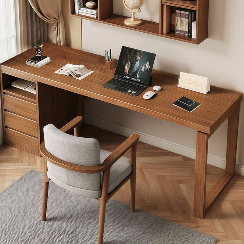 Brown Rectangular Solid Wood with 3 drawers Executive Desk, Office desk, 29.53" H x 62.99" W x 23.62" D, Left Hand Return