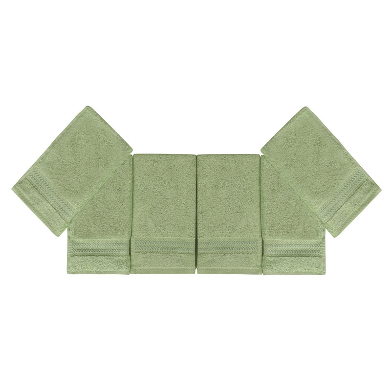 Premium 100% Cotton Wash Towel Set (6 Pieces), Soft Green, 11.8 x 19.7 inches | 500 g/m², Machine Washable at 104°F | Ideal for Home, Gym, and Spa Use, Luxuriously Absorbent and Durable