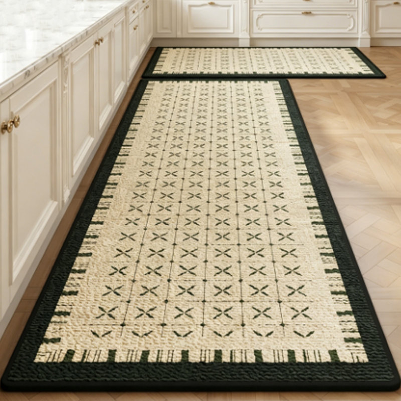 Geometric Kitchen Rug Set (2-Piece), 16" x 24" + 16" x 47"