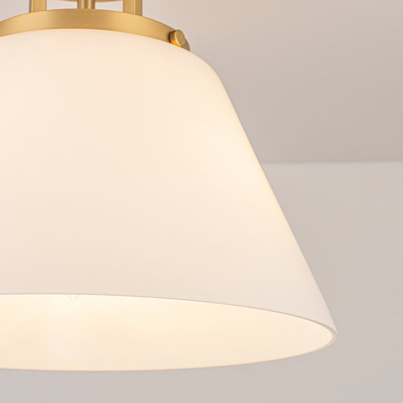 3-Light Tapered Glass Semi Flush Mount