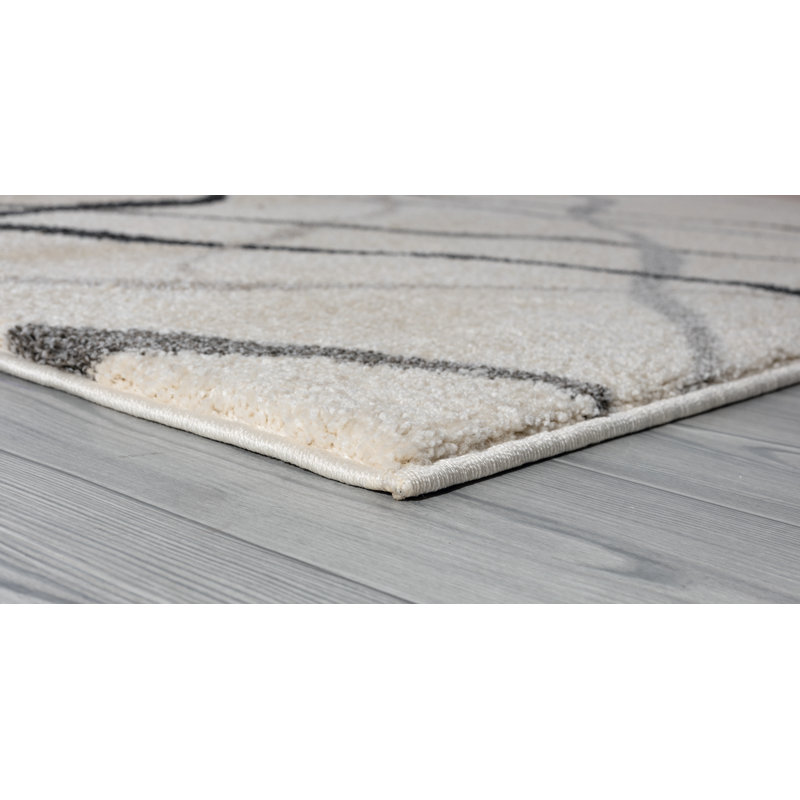 Tapis décoratif à la crème abstraite gippetti, Rectangle 1 pi 10 po x 3 pi