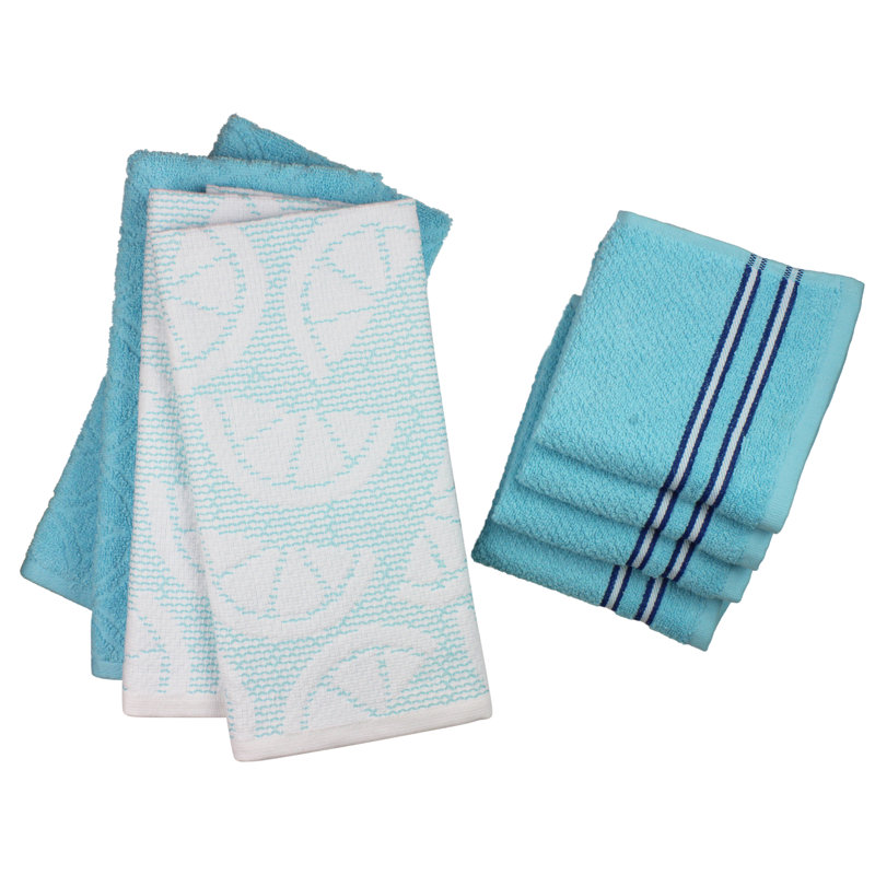 Cotton Kitchen Towel Linen Set, Aqua