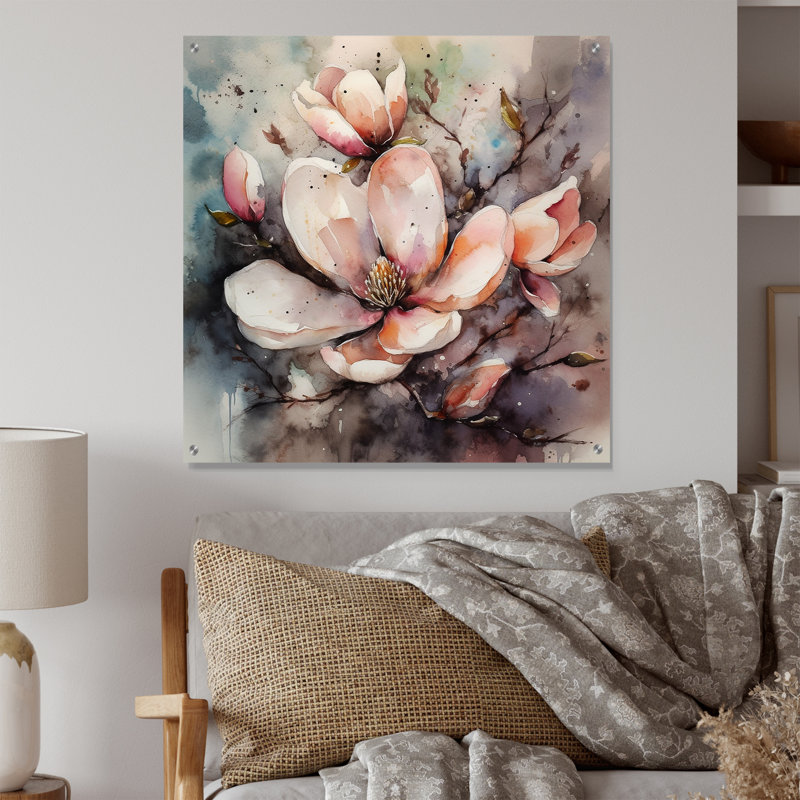 Décoration murale acrylique rose Magnolia Symphony I - Magnolias, H 16 po x l 16 po