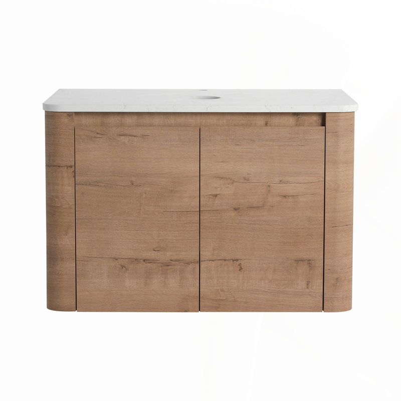 48'' Bathroom Vanity with Carrara Sintered Stone Top, Ceramic Basin, and Sensor Light, Ultra-Slim Grille Plywood Cabinet