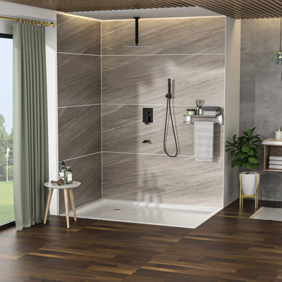 Douche huilée en bronze huilé avec bec cascade et baignoire encastrée au plafond