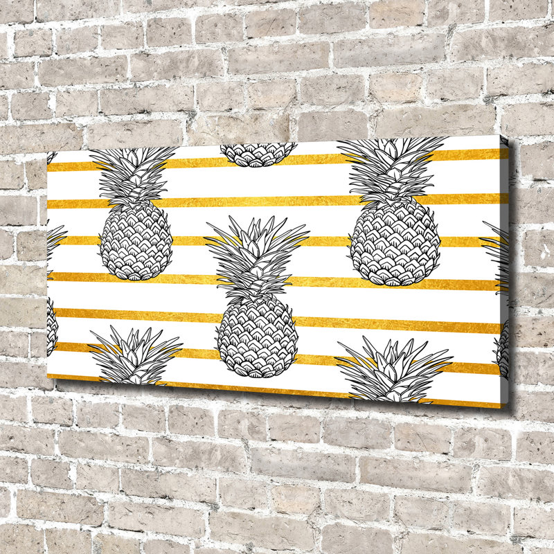 Pineapples Stripes - Print, Canvas, 70cm H x 140cm W x 2cm D