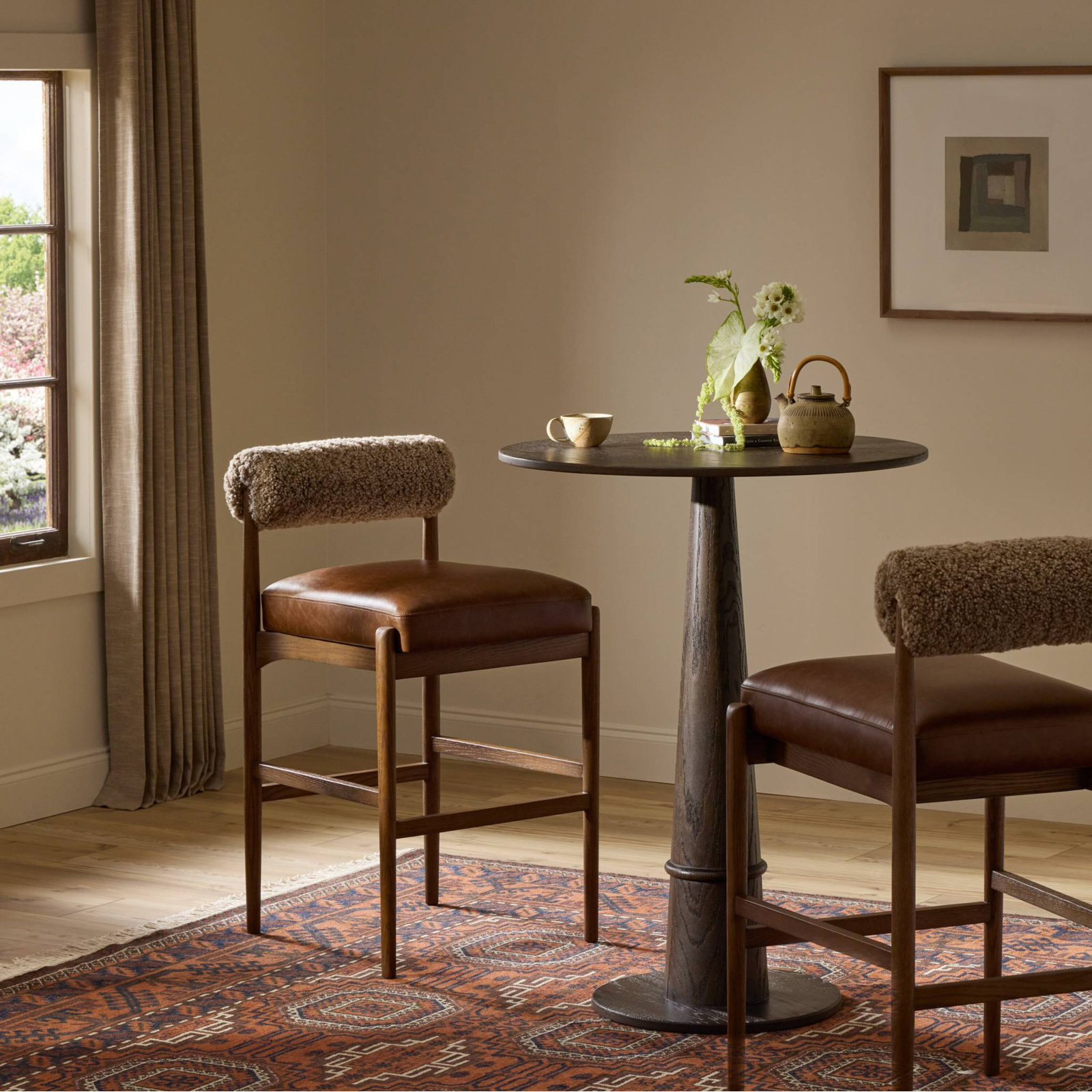 Kalista " Bar Stool, Havana Brown Teddy Fabric, Bar Stool (31" Seat Height)
