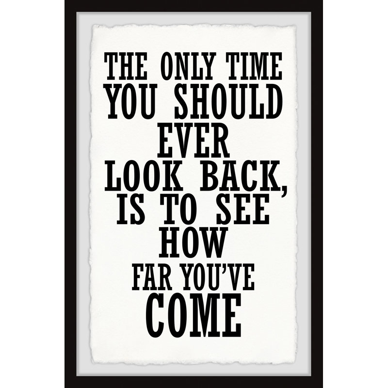 «Look Back» par Marmont Hill - Reproduction d'art textuel sur papier encadré, H 12 po x l 8 po x P 1,5 po