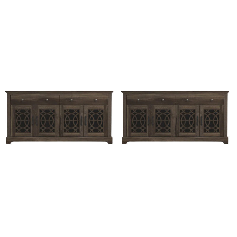 Ensemble de 2 buffets de rangement Wragby, Chêne cendré