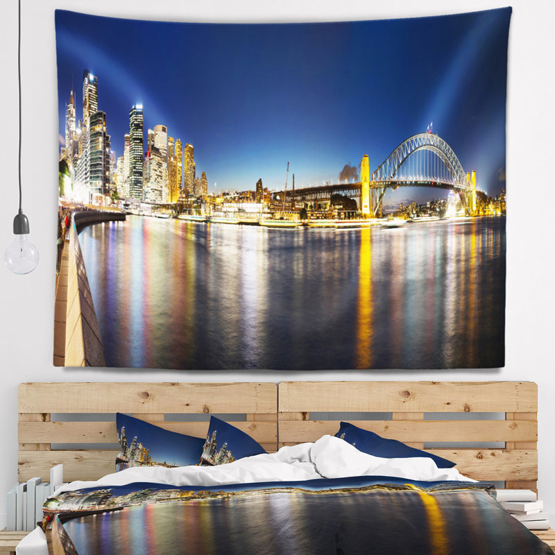 Tapisserie panorama nightfall cityscape sydney, H 32 po x l 39 po