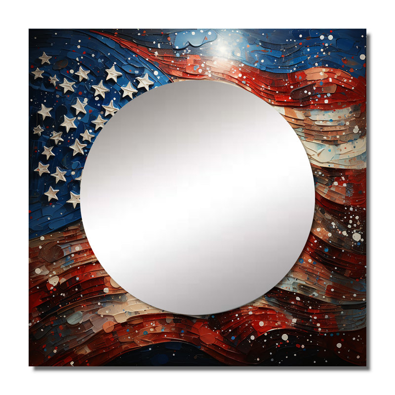 Gevena - Grand miroir carré à décor de drapeaux, 36 po x 36 po