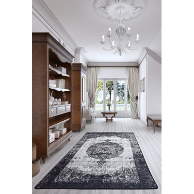 Premium Area Rug (5.2 x 7.5 ft), 100% Polyester, 0.2 in Pile Height | Antibacterial, Non-Slip Underside, Machine Washable | Elegant Design for Living Room & Bedroom Decor, Soft and Durable