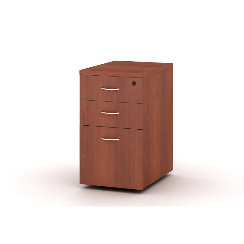 My-Hite Manufactured Wood Vertical Filing Cabinet with 3 Drawers, Secure Interlocks, Durable Casters, Cherry