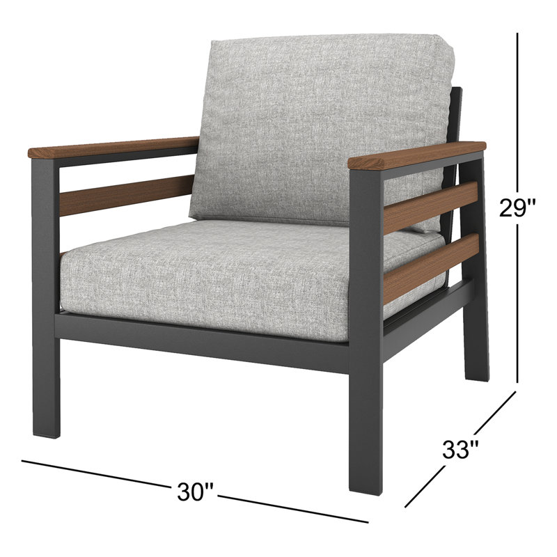 Chaise de patio avec coussins Sunbrella® Townsend, Toile granit Sunbrella®, Brun / gris foncé