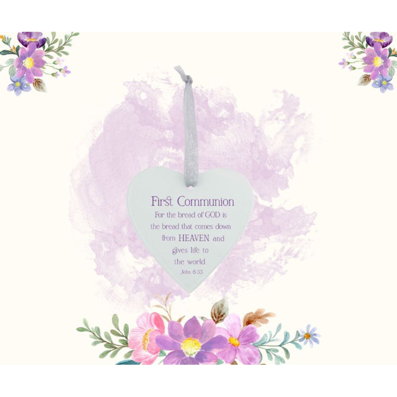 Ornement en verre cœur 1ère communion