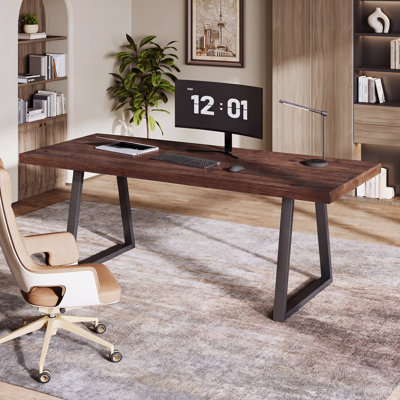 63" Industrial Solid Wood Executive Desk
