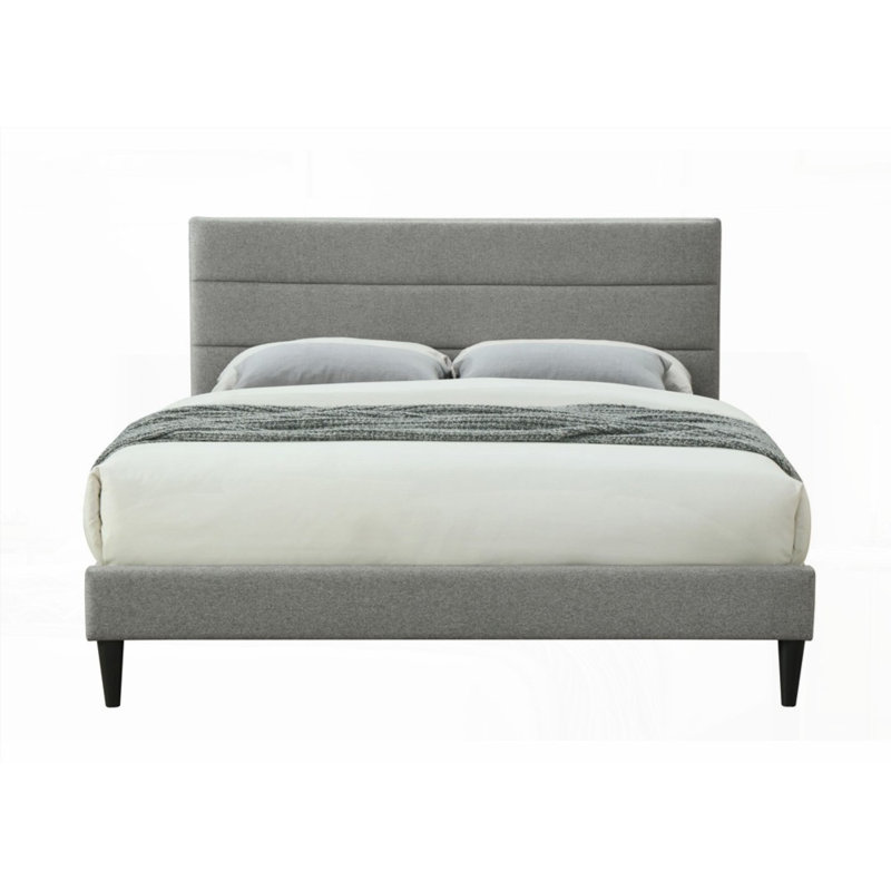 Lit simple dans une boîte avec chargement USB et tissu en polyester gris