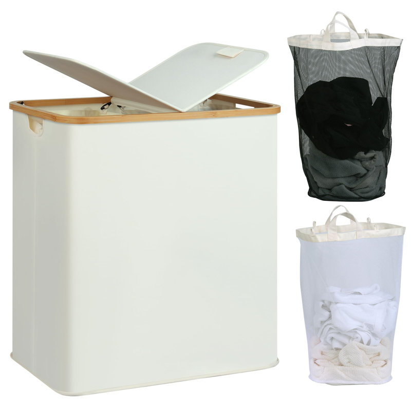 Fabric Laundry Hamper with Handles, Beige