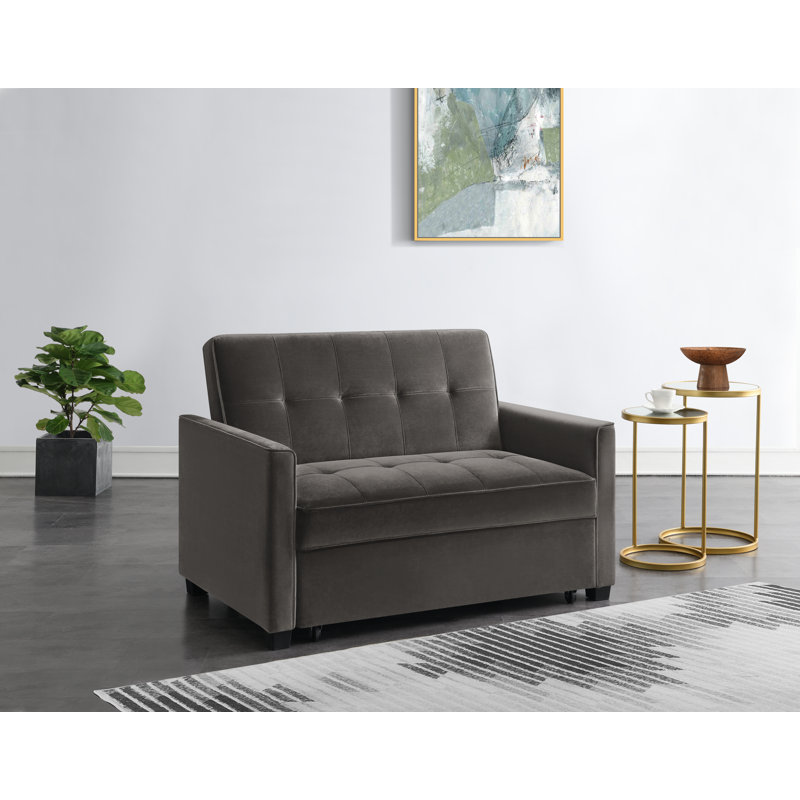 Thierry 2 Seater Sofa Bed, Mink Grey Velvet