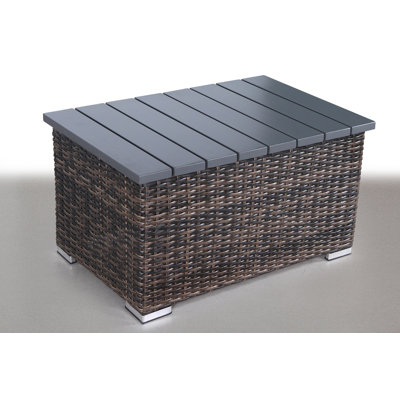 Brown Wicker Aluminum  Top Coffee Table
