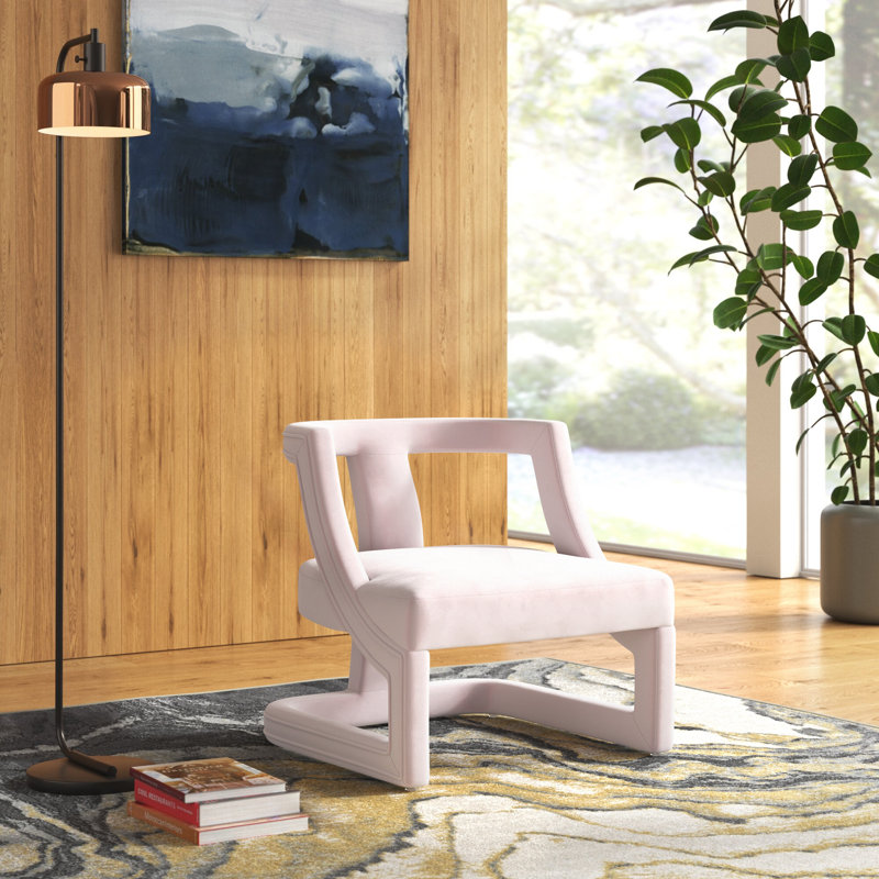Fordville Velvet Barrel Chair, Light Pink Velvet