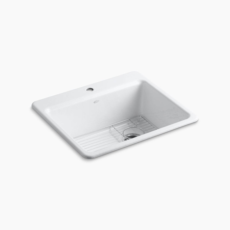 Riverby 25" L x 22" W x 9-5 8" Bar Kitchen Sink with Basin Rack, Suede, 1 hole