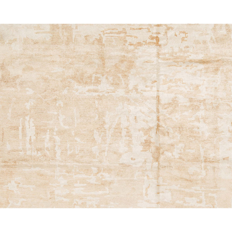 Wool Abstract Area Rug in White
