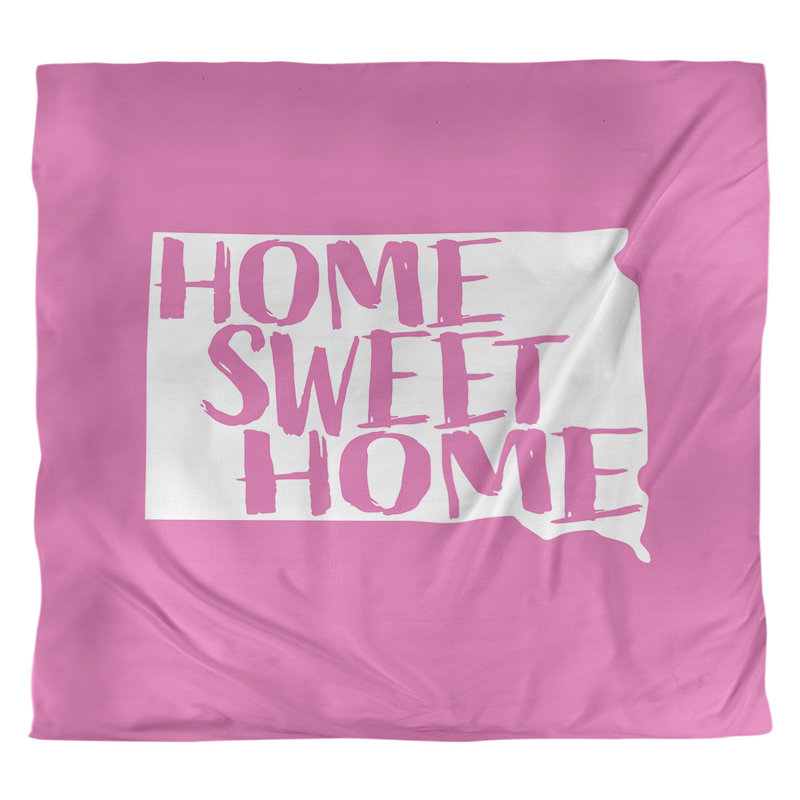Housse de couette réversible Home Sweet South Dakota, Housse de couette pour grand lit, Rose, Microfibre