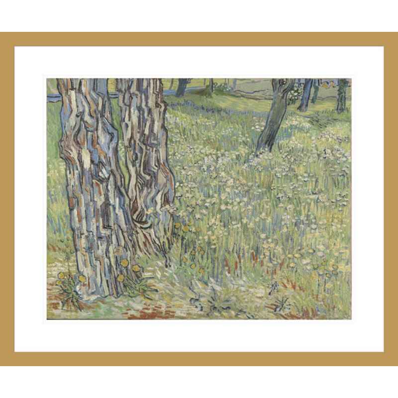 Troncs d'arbre dans l'herbe par Vincent van Gogh, impression giclée encadrée, H 23,5 po x l 27,99 po