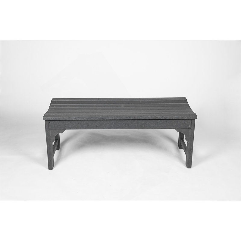 Banc Adirondack en PEHD sans dossier avec texture en bois, siège en poly pour terrasse, jardin, balcon, résistant aux intempéries avec protection contre les rayons UV