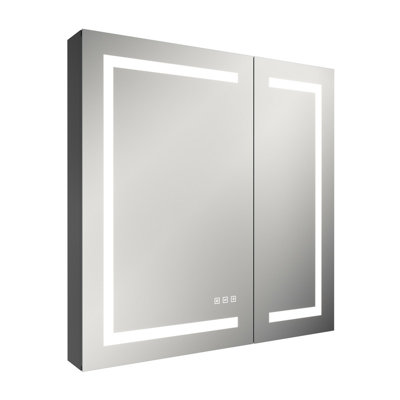LED Medicine Cabinet with Adjustable Shelves, Dimmable Anti-Fog Mirror Cabinet with Memory Function