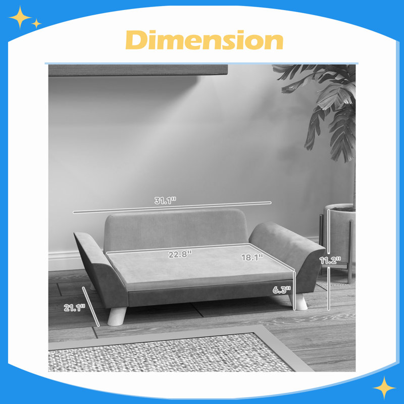 Canapé-lit pour chien pour petits chiens avec coussin souple, housse lavable et patins antidérapants