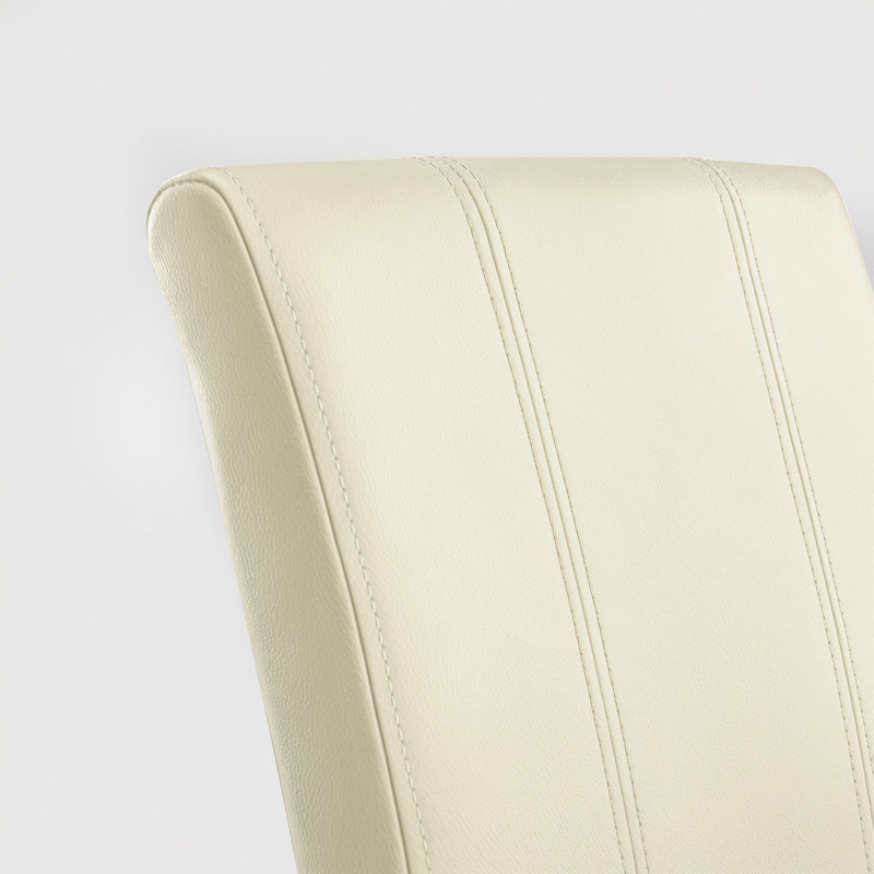 Modern Faux Leather Waterproof Upholstered Dining Chair, Ivory