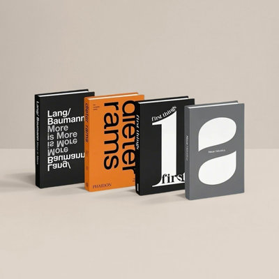 4 Piece Decorative Books, Modern Faux Book Set with Bold Typography Covers