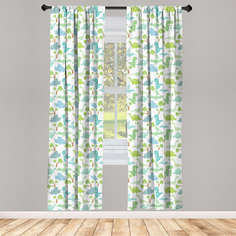 Velociraptor Semi-Sheer Rod Pocket Curtain Panels, 28" x 63"