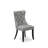 Dallas Parson Kitchen Chairs - Button Tufted Nailhead Light Gray Polyester Fabric Upholstered Dining Chairs, Set of 2, Sand Blasted Black-2090194860