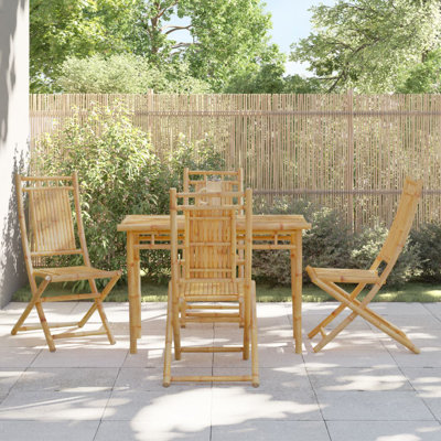 Ameet 4 - Person Bamboo Patio Dining Set with Rectangular Table