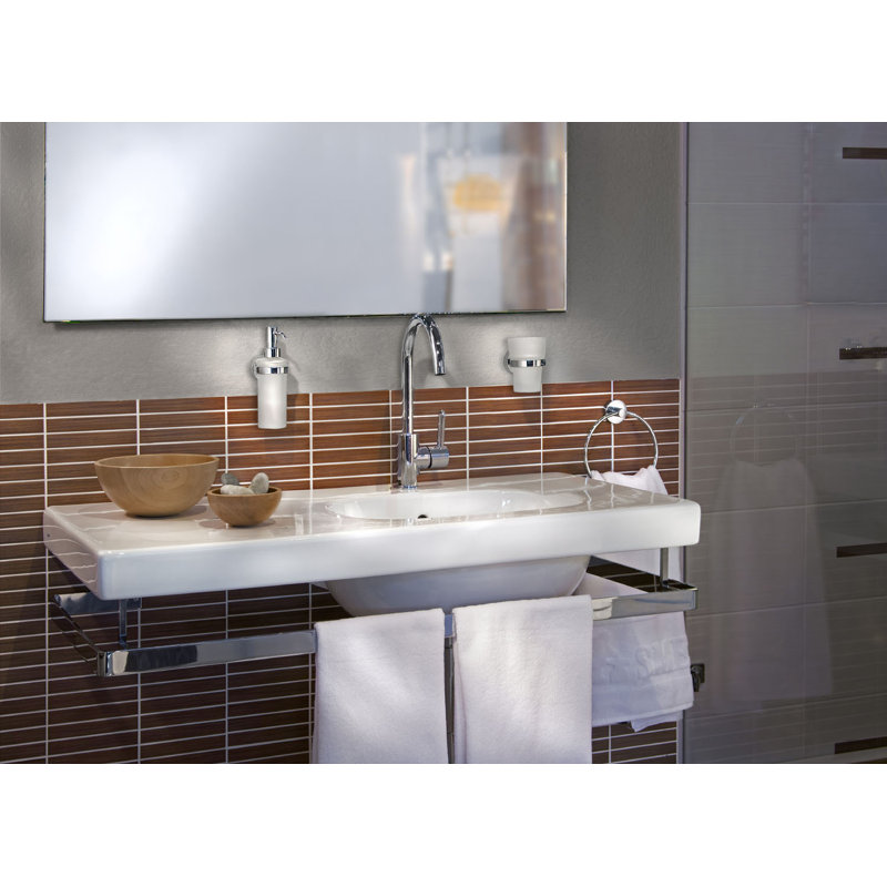 Pompe à savon murale et verre givré Home , Chrome poli