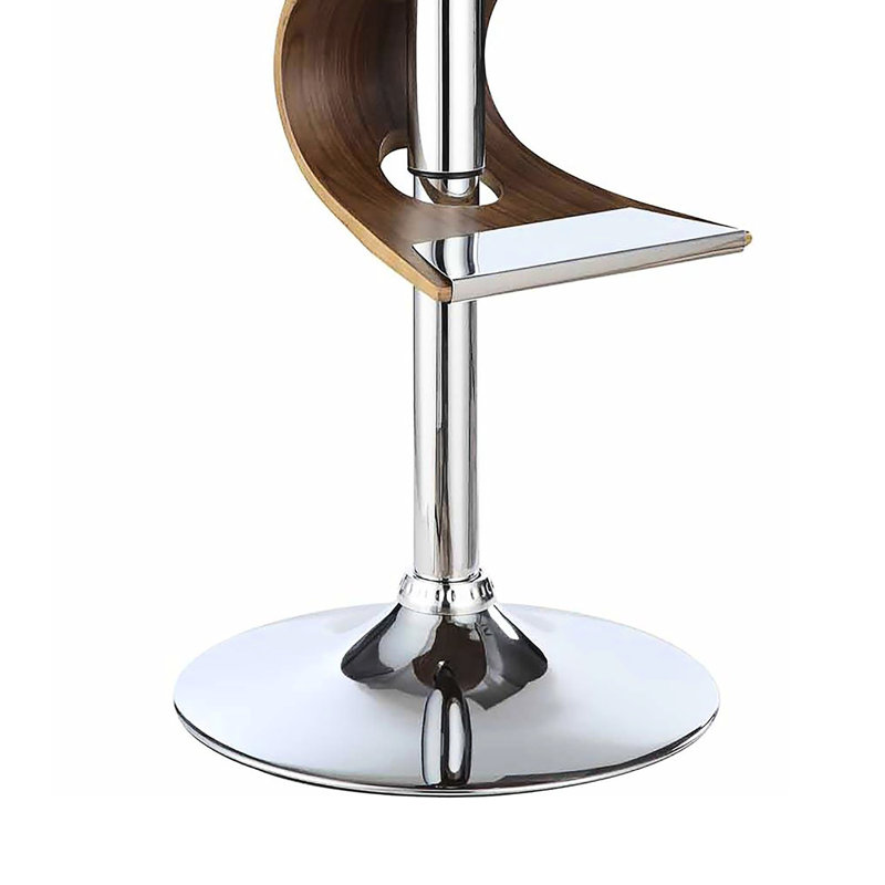 Tabouret de bar moderne en noyer avec repose-pieds réglable en forme de S