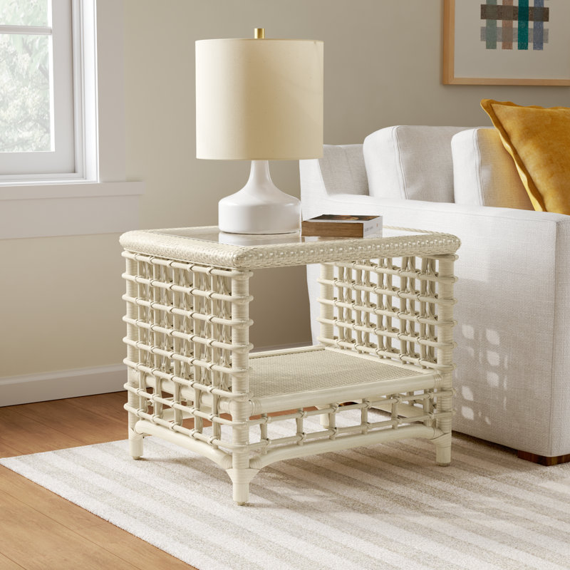 Luca End Table, Antique Frost White