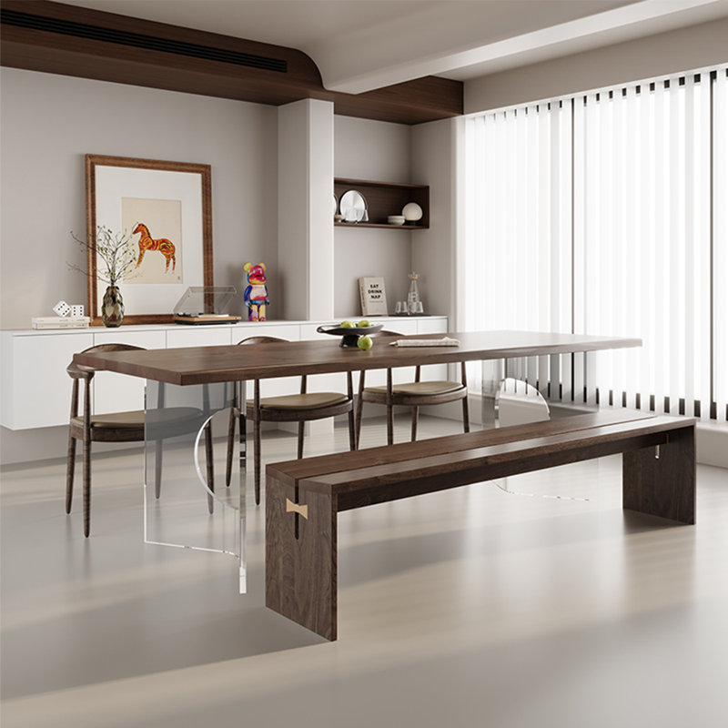 Modern simple solid wood rectangular dining table, 29.52"H x 86.61"L x 31.49"W