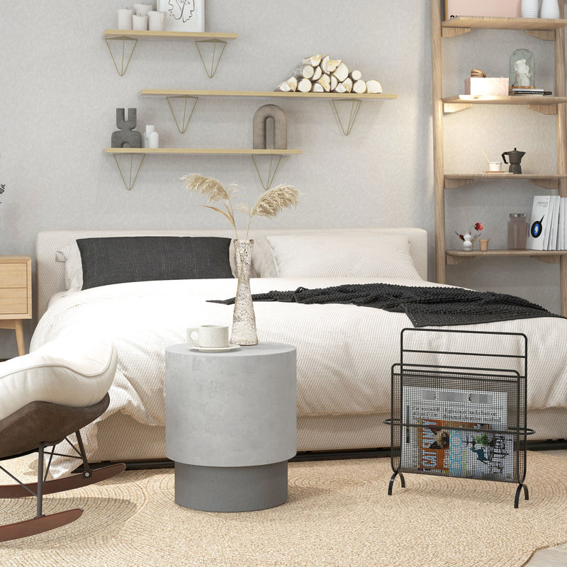 Table grise imitant le béton, ronde, 4 pieds réglables, légère, pour l'intérieur et l'extérieur, capacité de charge de 198 lb