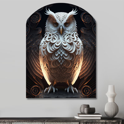 Art mural asymétrique «Hibou blanc I»