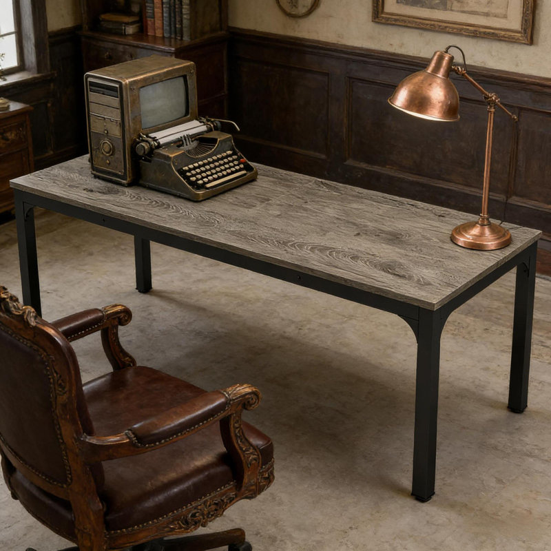 Bureaux de direction spacieux avec panneau de fibres à densité moyenne et fer, style industriel pour le bureau