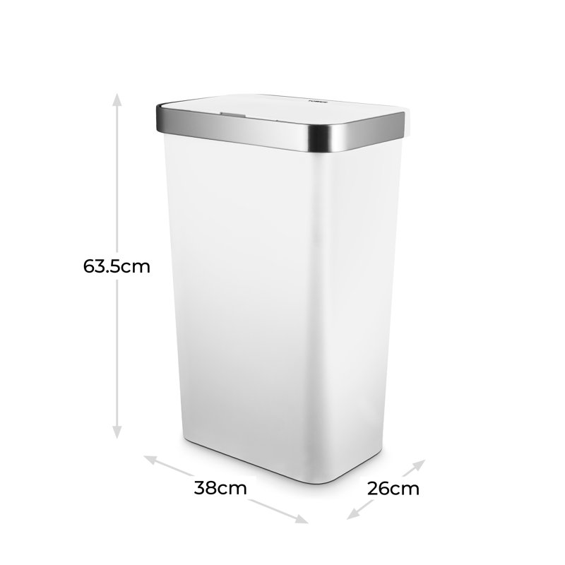 Stainless Steel 50 Litre Motion Sensor Recycling Bin, White