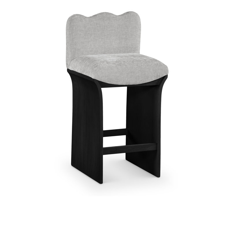 Tabouret de comptoir Shaw Cassady, Noir, Tissu gris chenille