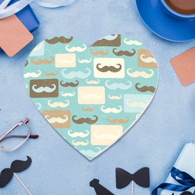 Boîte-cadeau en forme de cœur avec couvercle, conception de moustache rétro, boîte de cœur réutilisable, paquet de 1